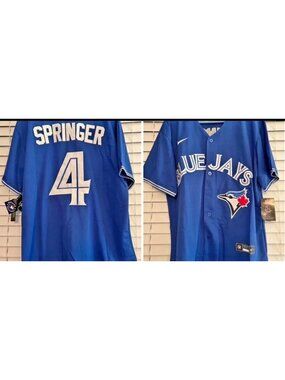 MLB Baseball Toronto Blue Jays George Springer #4 Sewn Jersey Small Blue NWT